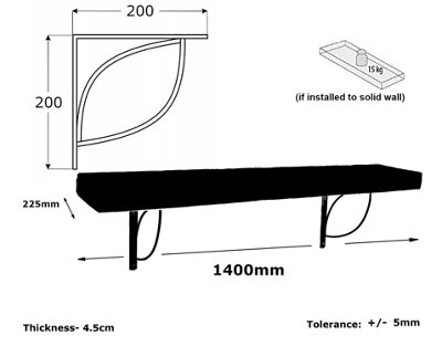 Wooden Rustic Shelf with Bracket TRAMP 220mm 9 inches Medium Oak Length of 140cm - 5