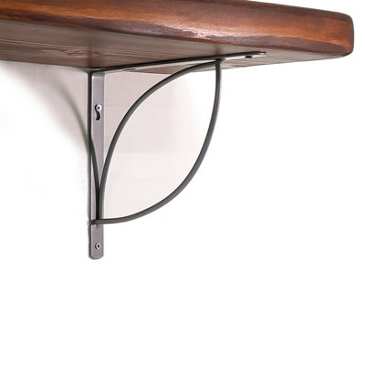 Wooden Rustic Shelf with Bracket TRAMP 220mm 9 inches Walnut Length of 210cm