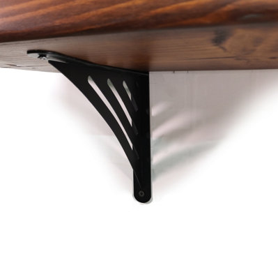 Wooden Rustic Shelf with Bracket WAT Black 220mm 9 inches Dark Oak Length of 130cm