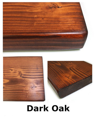 Wooden Rustic Shelf with Bracket WAT Black 220mm 9 inches Dark Oak Length of 160cm - 4