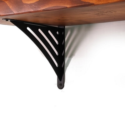 Wooden Rustic Shelf with Bracket WAT Black 220mm 9 inches Teak Length of 160cm