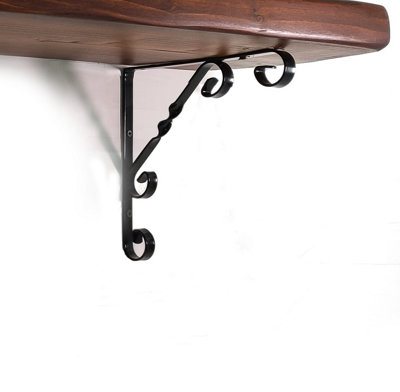 Wooden Rustic Shelf with Bracket WO Black 140mm 6 inches Dark Oak Length of 180cm