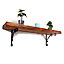 Wooden Rustic Shelf with Bracket WO Black 140mm 6 inches Teak Length of 20cm