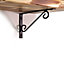 Wooden Rustic Shelf with Bracket WOP Black 170mm 7 inches Burnt Length of 100cm