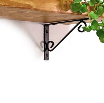 Wooden Rustic Shelf with Bracket WOP Black 170mm 7 inches Light Oak Length of 210cm