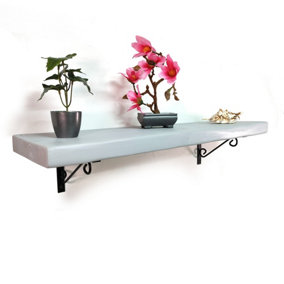 Wooden Rustic Shelf with Bracket WOP Black 220mm 9 inches Antique Grey Length of 180cm