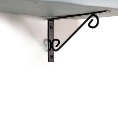 Wooden Rustic Shelf with Bracket WOP Black 220mm 9 inches Antique Grey Length of 190cm