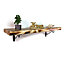 Wooden Rustic Shelf with Bracket WOP Black 220mm 9 inches Burnt Length of 60cm