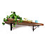 Wooden Rustic Shelf with Bracket WOP Black 220mm 9 inches Medium Oak Length of 80cm