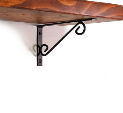 Wooden Rustic Shelf with Bracket WOP Black 220mm 9 inches Teak Length of 240cm