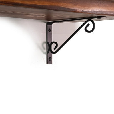 Wooden Rustic Shelf with Bracket WOP Black 220mm 9 inches Walnut Length of 120cm