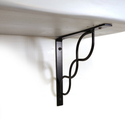Wooden Rustic Shelf with Bracket WPRP Black 170mm 7 inches Antique Grey Length of 170cm