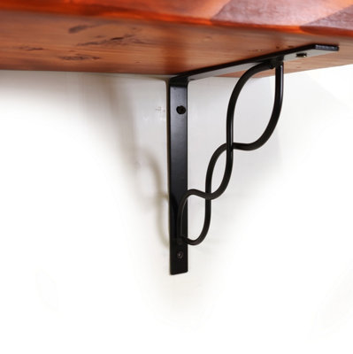 Wooden Rustic Shelf with Bracket WPRP Black 170mm 7 inches Teak Length of 180cm