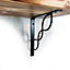 Wooden Rustic Shelf with Bracket WPRP Black 220mm 9 inches Burnt Length of 110cm