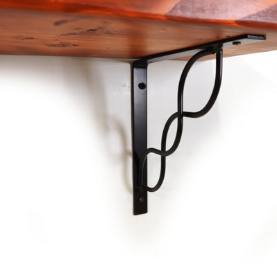 Wooden Rustic Shelf with Bracket WPRP Black 220mm 9 inches Teak Length of 100cm