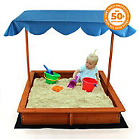 Wooden Sand Pit Ball Box Kids Child Garden Outdoor Play Sandbox with Roof Sunshade