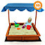 Wooden Sand Pit Ball Box Kids Child Garden Outdoor Play Sandbox with Roof Sunshade