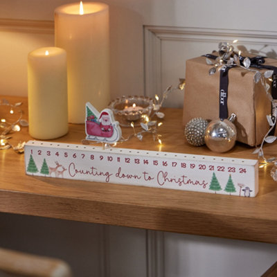 Wooden Santa Advent Block with Sleigh Marker Christmas Decoration Price Comparisons | Compare The Build