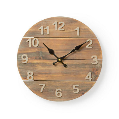 Wooden Shabby Chic Rustic Distressed Wall Clock 30cm Diameter