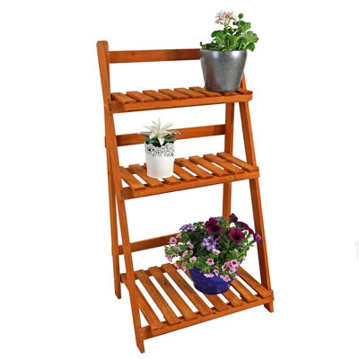 Wooden Shelf Foldable Rack Flower Plant Pot Stand Storage Display ...