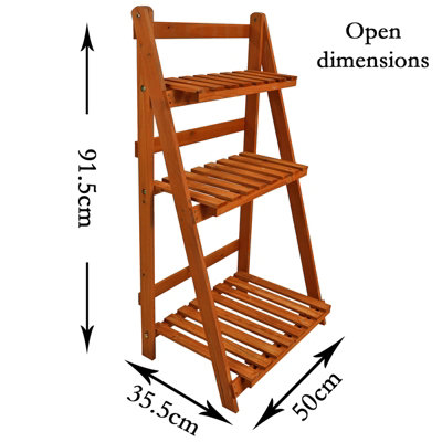 Wooden Shelf Foldable Rack Flower Plant Pot Stand Storage Display ...