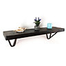 Wooden Shelf with Bracket PP-WIRE 225mm Charcoal Length of 190cm