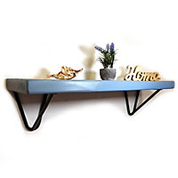 Wooden Shelf with Bracket PP-WIRE 225mm Nordic Blue Length of 50cm