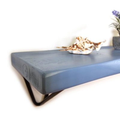 Wooden Shelf with Bracket PP-WIRE 225mm Nordic Blue Length of 80cm