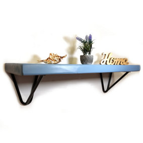Wooden Shelf with Bracket PP-WIRE 225mm Nordic Blue Length of 90cm