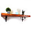 Wooden Shelf with Bracket WOZ 140x110mm Black 145mm Teak Length of 70cm