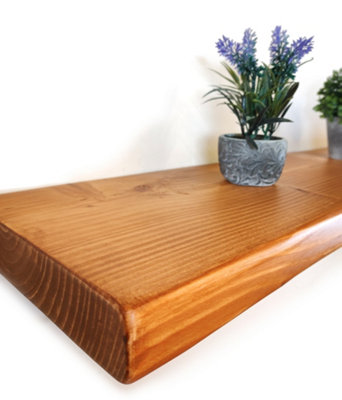 Wooden Shelf with Bracket WOZ 140x110mm Silver 145mm Light Oak Length of 140cm