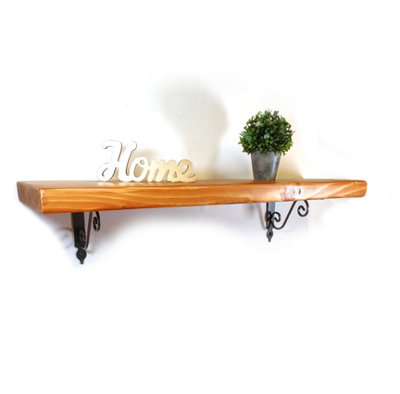 Wooden Shelf with Bracket WOZ 140x110mm Silver 145mm Light Oak Length of 240cm