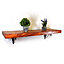 Wooden Shelf with Bracket WOZ 140x110mm Silver 145mm Teak Length of 130cm