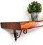 Wooden Shelf with Bracket WOZ 140x110mm Silver 145mm Teak Length of 20cm