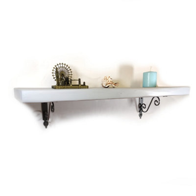 Wooden Shelf with Bracket WOZ 140x110mm Silver 175mm Antique Grey Length of 30cm