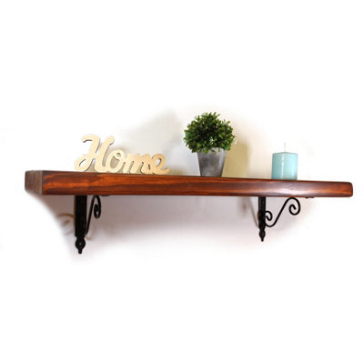 Wooden Shelf with Bracket WOZ 190x140mm Black 225mm Walnut Length of 240cm