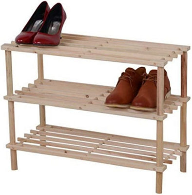 Shoe Rack with 3 Shelves Solid Oak Wood 39.4 x10.6 x23.4, 1 Pack - Kroger