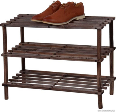 Shoe Rack with 3 Shelves Solid Oak Wood 39.4 x10.6 x23.4, 1 Pack - Kroger