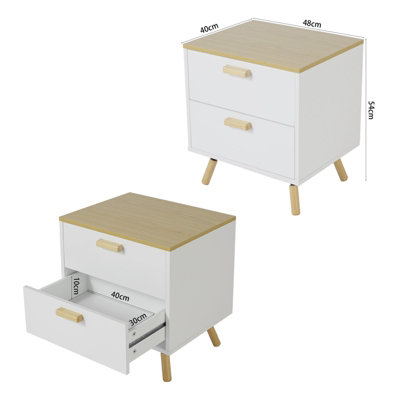 Wooden Side Cabinet with 2 Drawers 48 x 40 x 54cm - 7