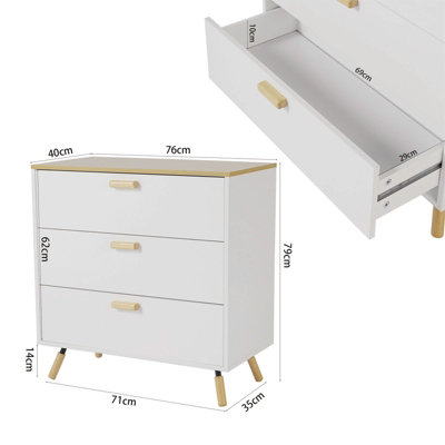 Wooden Side Cabinet with 3 Drawers 76x40x79 cm - 7