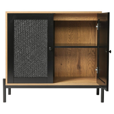 Wooden Sideboard Cabinet Cupboard with Rattan Doors