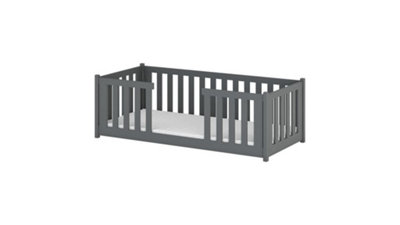 Wooden Single Bed Ferro in Graphite W1980mm x H620mm x D970mm