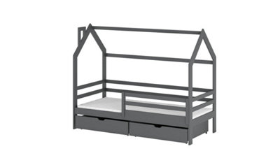 Wooden Single Bed Lila Bed With Storage in Graphite W1980mm x H1480mm x D970mm