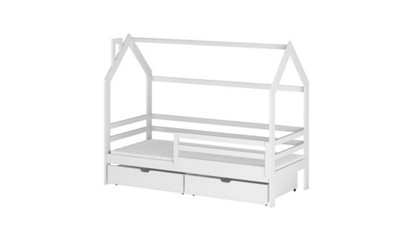 Wooden Single Bed Lila Bed With Storage in White W1980mm x H1480mm x D970mm