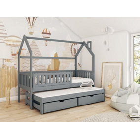 Wooden Single Bed Monkey With Trundle in Graphite W1980mm x H1580mm x D970mm
