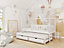 Wooden Single Bed Monkey With Trundle in White W1980mm x H1580mm x D970mm