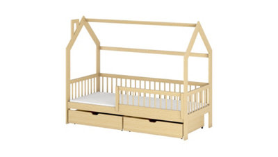 Wooden Single Bed Oskar With Storage in Pine W1980mm x H1480mm x D970mm