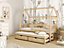 Wooden Single Bed Papi With Trundle in Pine W1980mm x H1580mm x D970mm