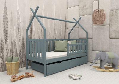 Wooden Single Bed Simba With Storage in Grey W1980mm x H1660mm x D970mm