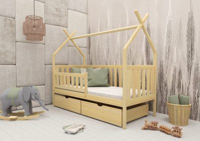 Wooden Single Bed Simba With Storage in Pine W1980mm x H1660mm x D970mm